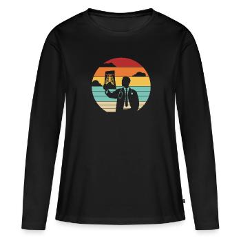Rétro Radiographe Radiologie Infirmière Technologue - T-shirt manches longues Premium bio Femme - noir - Devant - Julia (174cm)