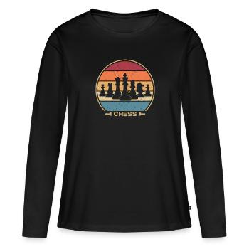 Retro Queen Player Grandmaster Professional Chess - Women's Premium Organic Long Sleeve Shirt - black - Front - Julia (174cm)