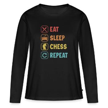 Eat Sleep Chess Repeat Player Grandmaster Queen - Women's Premium Organic Long Sleeve Shirt - black - Front - Julia (174cm)