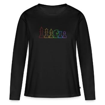 Chess LGBT Rainbow Player Grandmaster Queen Chess - Women's Premium Organic Long Sleeve Shirt - black - Front - Julia (174cm)