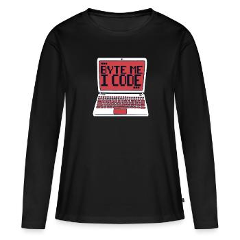 Byte Me I Code Developer Softwareentwickler - Frauen Premium Bio Langarmshirt - Schwarz - Vorne - Julia (174cm)