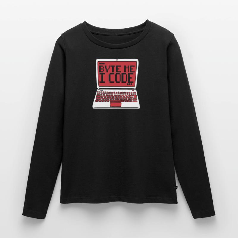Byte Me I Code Developer Softwareentwickler Frauen Premium Bio Langarmshirt