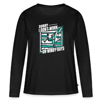 Je ne travaille pas les jours venteux Sports nautiques Surfeur - T-shirt manches longues Premium bio Femme - noir - Devant - Julia (174cm)
