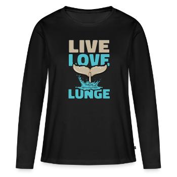 Vivre Amour Fente Bleu Béluga Cétacé Cachalot - T-shirt manches longues Premium bio Femme - noir - Devant - Julia (174cm)