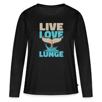 Live Love Lunge Blue Beluga Cetacea Cachalot - T-shirt manches longues Premium bio Femme - noir - Devant - Julia (174cm)