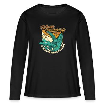 Whale Watching ist immer ein Durchbruchs-Whale - Frauen Premium Bio Langarmshirt - Schwarz - Vorne - Julia (174cm)