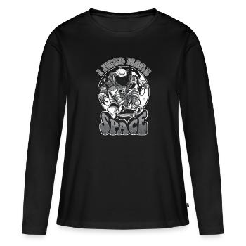 J’ai besoin de plus de Space Cosmonaut Spaceship Taikonaut - T-shirt manches longues Premium bio Femme - noir - Devant - Julia (174cm)