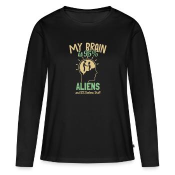 Mon cerveau est composé à 95% d’extraterrestres Conspiration d’OVNI - T-shirt manches longues Premium bio Femme - noir - Devant - Julia (174cm)