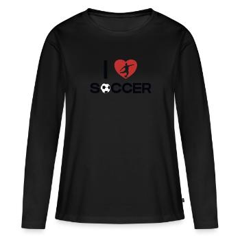 I love Soccer Fußballprofi Fußballgott Torjäger - Frauen Premium Bio Langarmshirt - Schwarz - Vorne - Julia (174cm)