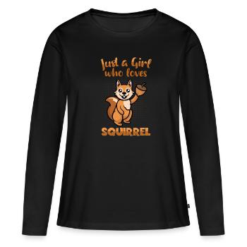 Just A Girl Who Loves Squirrel Fuchshörnchen - Frauen Premium Bio Langarmshirt - Schwarz - Vorne - Julia (174cm)