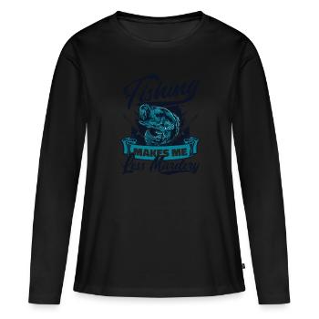 La pêche me rend moins meurtrier Pêcheur de spin - T-shirt manches longues Premium bio Femme - noir - Devant - Julia (174cm)