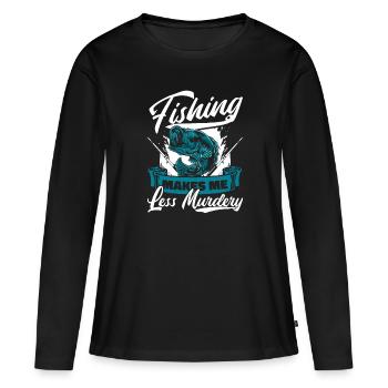 La pêche me rend moins meurtrier Pêcheur de spin - T-shirt manches longues Premium bio Femme - noir - Devant - Julia (174cm)
