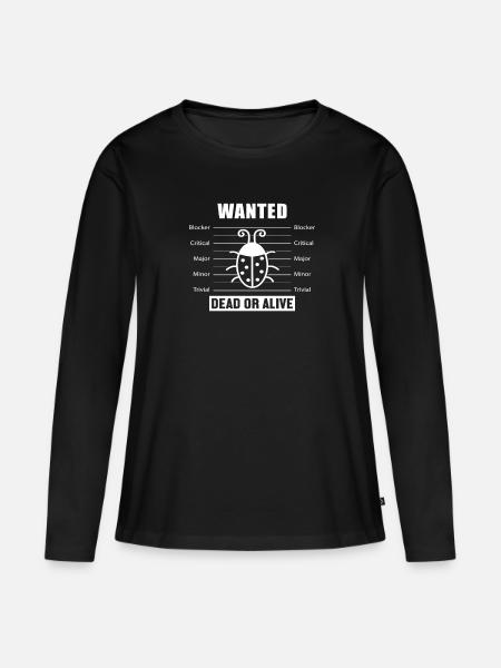Bugs Wanted Softwareentwickler Developer - Frauen Premium Bio Langarmshirt - Schwarz