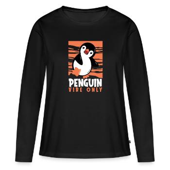 Penguin Vibe Seulement Oiseau de mer Pingouin royal Pingouin - T-shirt manches longues Premium bio Femme - noir - Devant - Julia (174cm)
