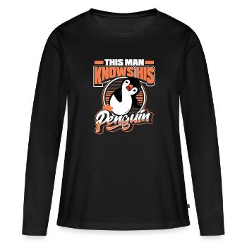 Cet homme connaît son pingouin manchot royal oiseau de mer - T-shirt manches longues Premium bio Femme - noir - Devant - Julia (174cm)