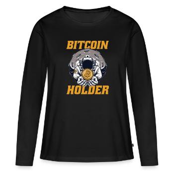 Bitcoin Holder Blockchain Crypto Cryptocurrency - Women's Premium Organic Long Sleeve Shirt - black - Front - Julia (174cm)