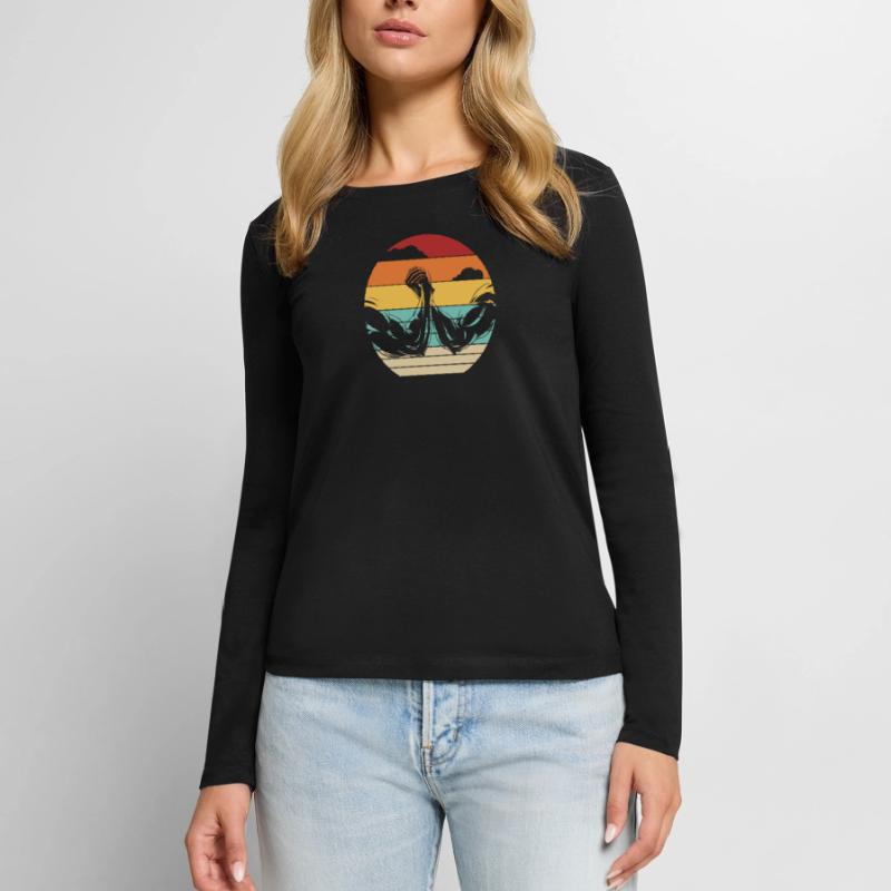 Bras d’exercice rétro de techniques de lutte à mains T-shirt manches longues Premium bio Femme