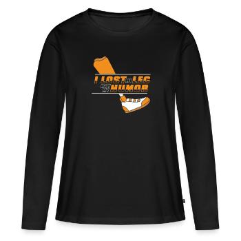 J’ai perdu ma jambe, pas mon humour, des jambes artificielles, une jambe d’utilisateur - T-shirt manches longues Premium bio Femme - noir - Devant - Julia (174cm)