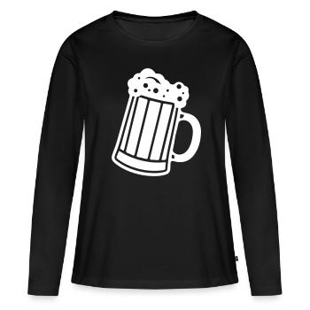 Chope de bière bière alcool Cheers - T-shirt manches longues Premium bio Femme - noir - Devant - Julia (174cm)