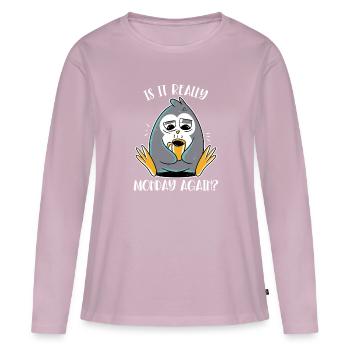 Est-ce vraiment lundi encore un pingouin royal oiseau de mer - T-shirt manches longues Premium bio Femme - rose poudré - Devant - Julia (174cm)