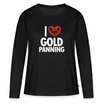 J’aime l’orpaillage, la prospection, l’exploitation des placers, l’exploitation minière - T-shirt manches longues Premium bio Femme - noir - Devant - Julia (174cm)