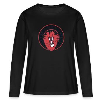 Cathéter de stimulateurs cardiaques pour membre du Zipper Club à cœur ouvert - T-shirt manches longues Premium bio Femme - noir - Devant - Julia (174cm)