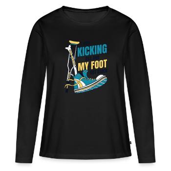 I Was Kicking Ass Broken Bone Broken Finger Bone - Women's Premium Organic Long Sleeve Shirt - black - Front - Julia (174cm)