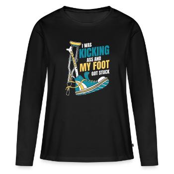 I Was Kicking Ass Broken Bone Broken Finger Bone - Women's Premium Organic Long Sleeve Shirt - black - Front - Julia (174cm)