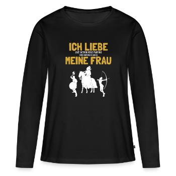 Ich liebe meine Frau LARP LARPing Armor Weapons - Frauen Premium Bio Langarmshirt - Schwarz - Vorne - Julia (174cm)