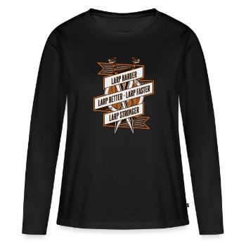 GN Plus dur, meilleur, plus rapide, plus fort, armure de GN - T-shirt manches longues Premium bio Femme - noir - Devant - Julia (174cm)