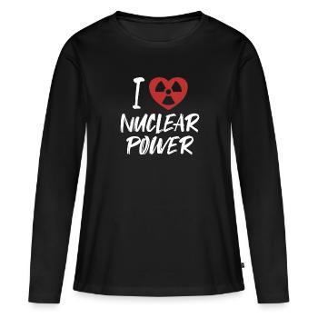 J’aime l’énergie nucléaire L’uranium Nucléaire - T-shirt manches longues Premium bio Femme - noir - Devant - Julia (174cm)