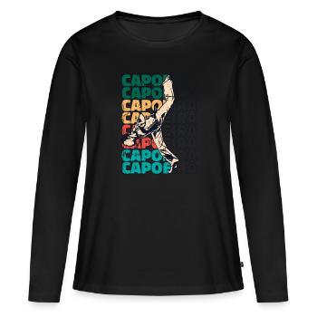 Retro Capoeira Text Ginga Capoeirista Tanz - Frauen Premium Bio Langarmshirt - Schwarz - Vorne - Julia (174cm)