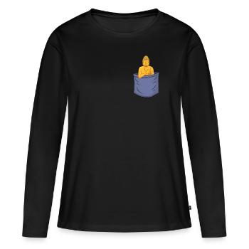 Statue de symbole bouddhiste de poche de poitrine bouddhiste - T-shirt manches longues Premium bio Femme - noir - Devant - Julia (174cm)