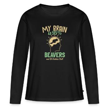 My Brain is 95% Beavers Castor Canadensis - Women's Premium Organic Long Sleeve Shirt - black - Front - Julia (174cm)