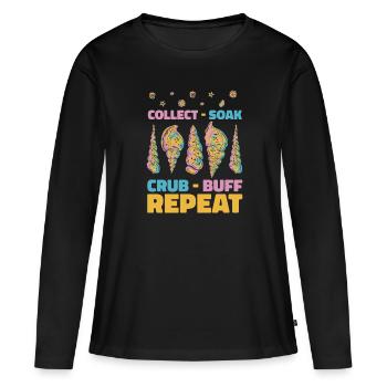 Récupérez : Tremper Crub, Répéter, Bivalvia : Coquillage - T-shirt manches longues Premium bio Femme - noir - Devant - Julia (174cm)