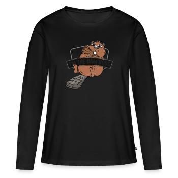 Ich bin der Damm Eurasischer Castor canadensis Biber - Frauen Premium Bio Langarmshirt - Schwarz - Vorne - Julia (174cm)