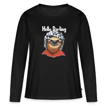 Bonjour Darling Folivora Pilosa à gorge brune - T-shirt manches longues Premium bio Femme - noir - Devant - Julia (174cm)