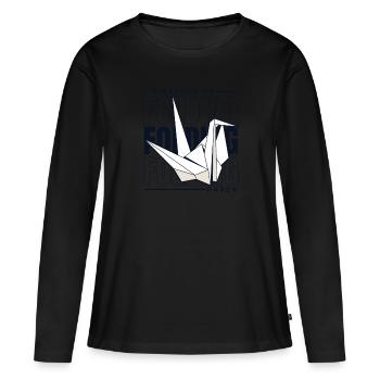 Je préfère plier du papier Papier grue Plier - T-shirt manches longues Premium bio Femme - noir - Devant - Julia (174cm)