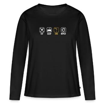Essen Schlaf Singen Wiederholen Oper Haus Sänger Oper - Frauen Premium Bio Langarmshirt - Schwarz - Vorne - Julia (174cm)