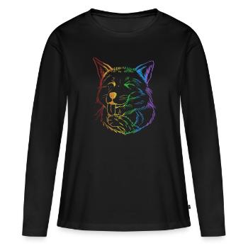 Fuchs LGBT Regenbogen Caninae Rotfuchs Canidae Fuchs - Frauen Premium Bio Langarmshirt - Schwarz - Vorne - Julia (174cm)