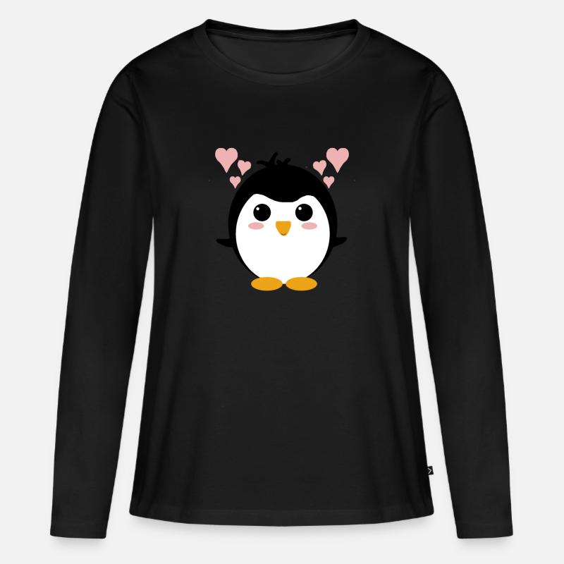 Pinguin - Frauen Premium Bio Langarmshirt - Schwarz