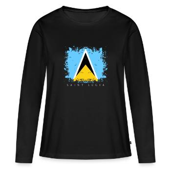 Sainte Lucie Sainte-Lucie Drapeau des Caraïbes Drapeau pays - T-shirt manches longues Premium bio Femme - noir - Devant - Julia (174cm)