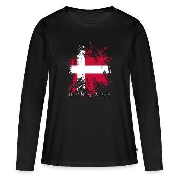 Drapeau Danemark Danemark Dansk Copenhague drapeau - T-shirt manches longues Premium bio Femme - noir - Devant - Julia (174cm)