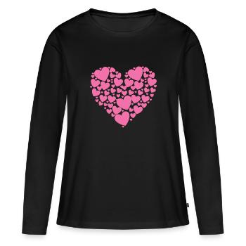 Herz mit Herzen - Frauen Premium Bio Langarmshirt - Schwarz - Vorne - Julia (174cm)