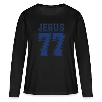 Jesus Christ Faith Bible God Redeemer Gift - Women's Premium Organic Long Sleeve Shirt - black - Front - Julia (174cm)