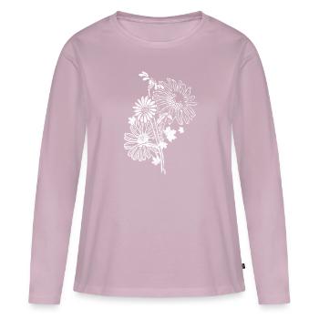 Künstlerischen Balck Und Weiß Doodle Blumen - Frauen Premium Bio Langarmshirt - Altrosa - Vorne - Julia (174cm)