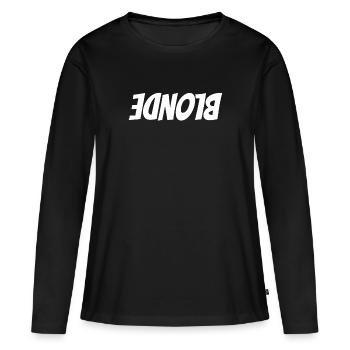Blonde blonde sur la tête chemise blanche - T-shirt manches longues Premium bio Femme - noir - Devant - Julia (174cm)