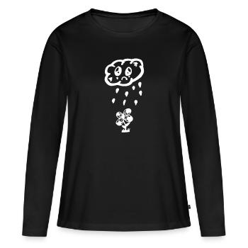 Fleur de pluie - T-shirt manches longues Premium bio Femme - noir - Devant - Julia (174cm)
