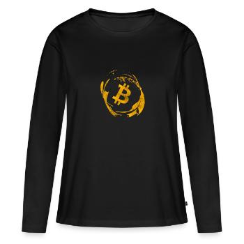 Bitcoin - T-shirt manches longues Premium bio Femme - noir - Devant - Julia (174cm)
