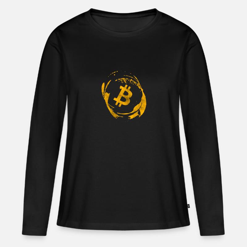 Bitcoin - Frauen Premium Bio Langarmshirt - Schwarz